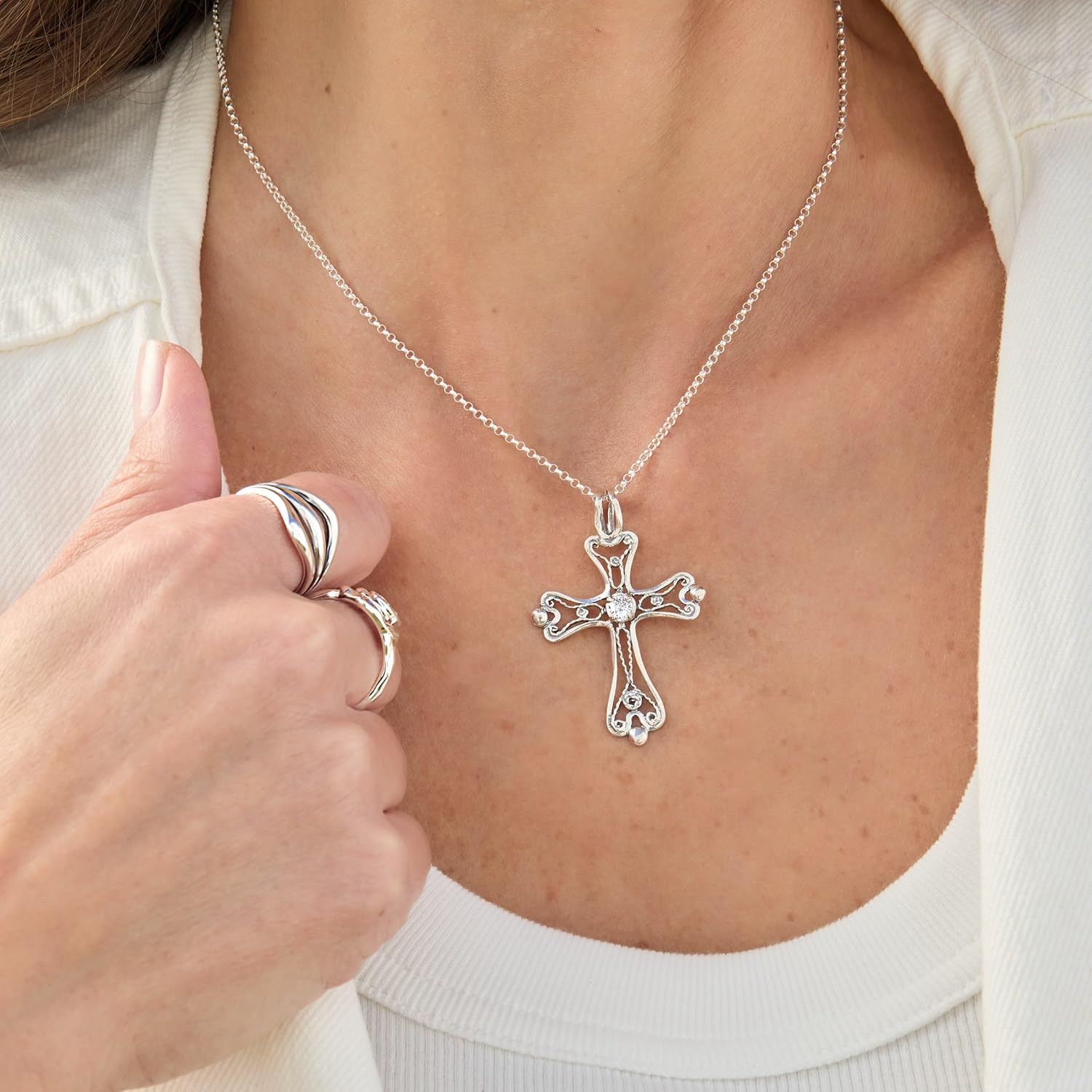 Silpada 'First Rule' Sterling Silver White Cubic Zirconia Pendant Necklace, 18" - Image 7