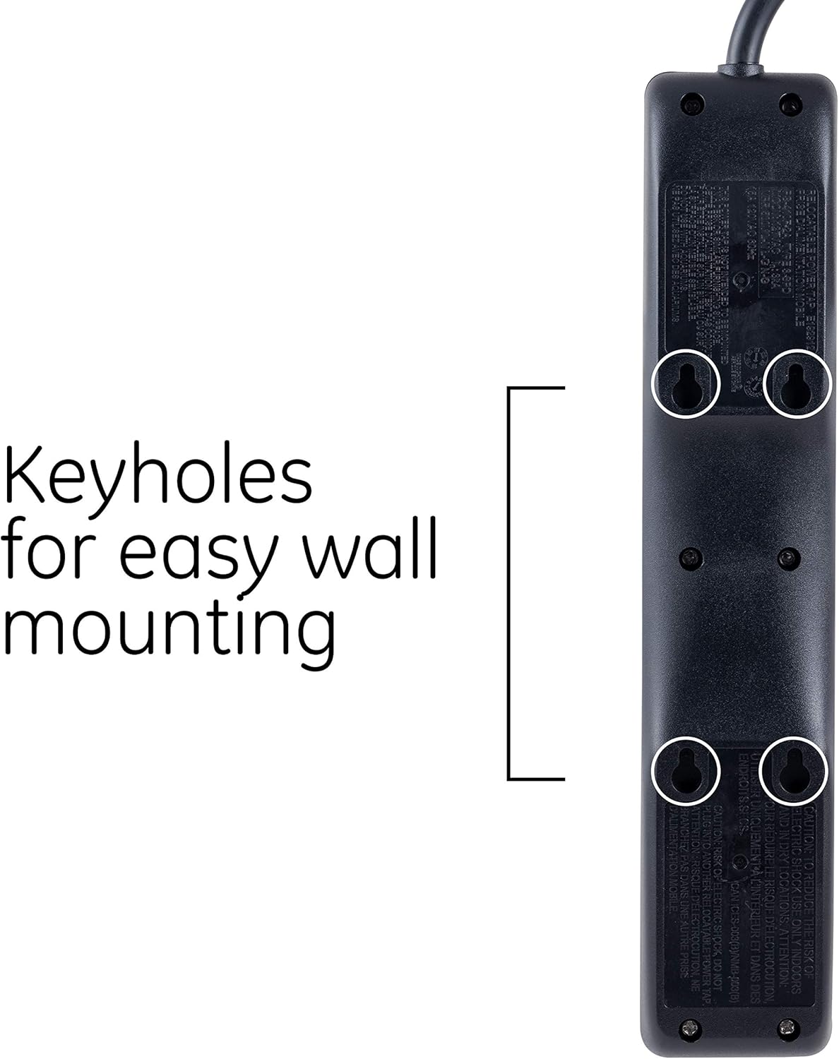 GE 4-Outlet Surge Protector, 2 USB Ports, 6 Ft Power Cord, 450 Joules, Flat Plug, Twist to Lock Safety Covers, Automatic Shutdown Technology, Circuit Breaker, Warranty, UL Listed, Black, 37465