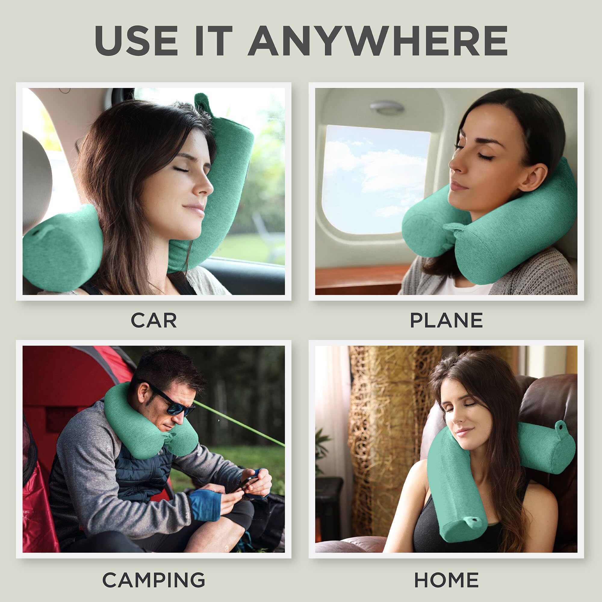 Dot&Dot Twist - Almohada de viaje de espuma viscoelástica para aviones, almohada cervical de viaje para dormir, almohada de avión para soporte de cuello, barbilla, lumbar y pierna, almohada ajustable