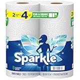 Sparkle Tear-A-Square Paper Towels, 2 Double Rolls (220 Sheets Total) - Strong 2-Ply Towels for Kitchen Cleanup and Everyday Messes