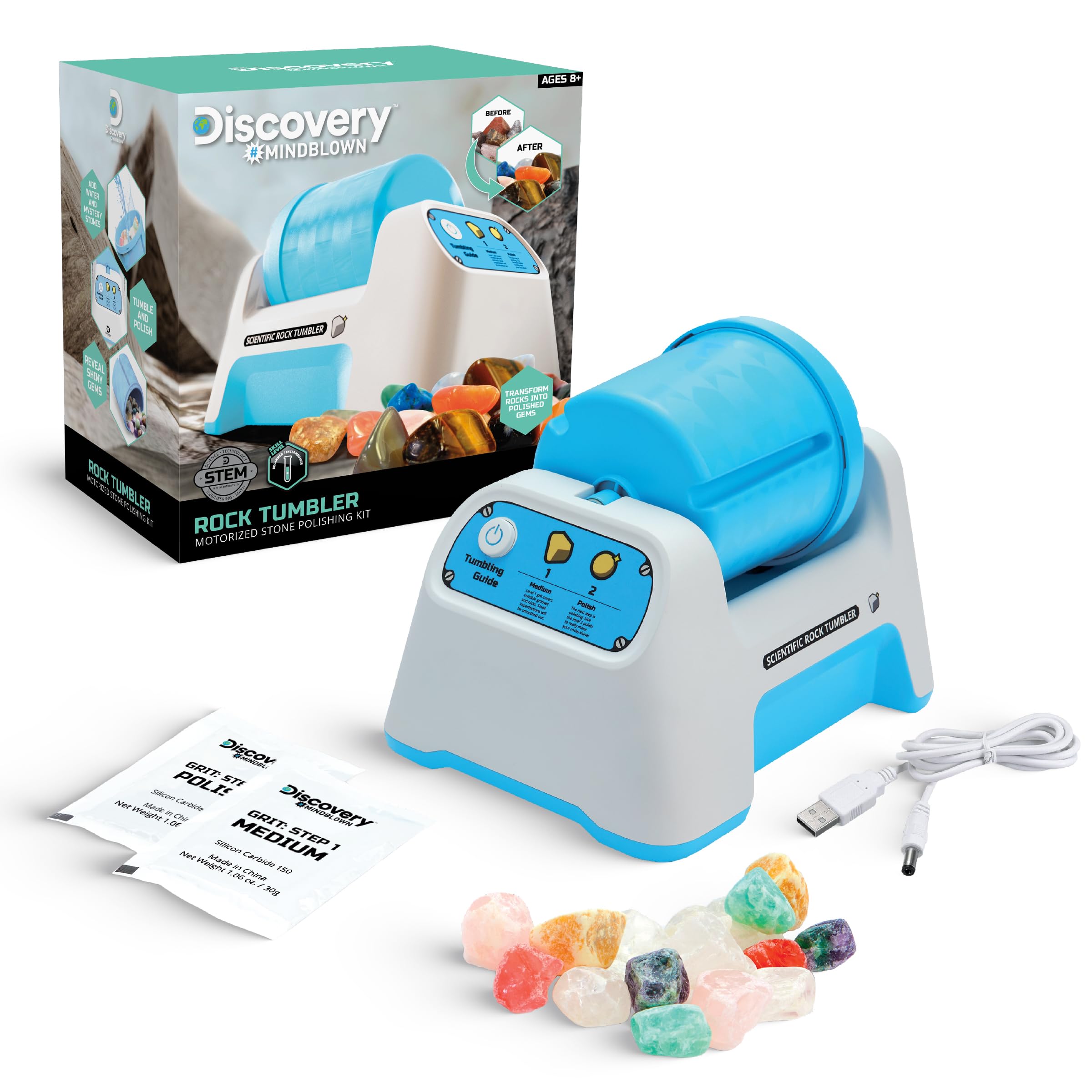 I FOUND YOU 茶 ジモモ ROCK THE UNIVERSE ロック Discovery #Mindblown Motorized Rock Tumbler Set, Science - Amazon