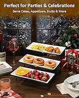 Vista 5 de Yedio Bandejas de servir de 3 niveles para fiesta, platos y bandejas de servir de porcelana, soporte de bandeja escalonada de 12 pulgadas, bandeja