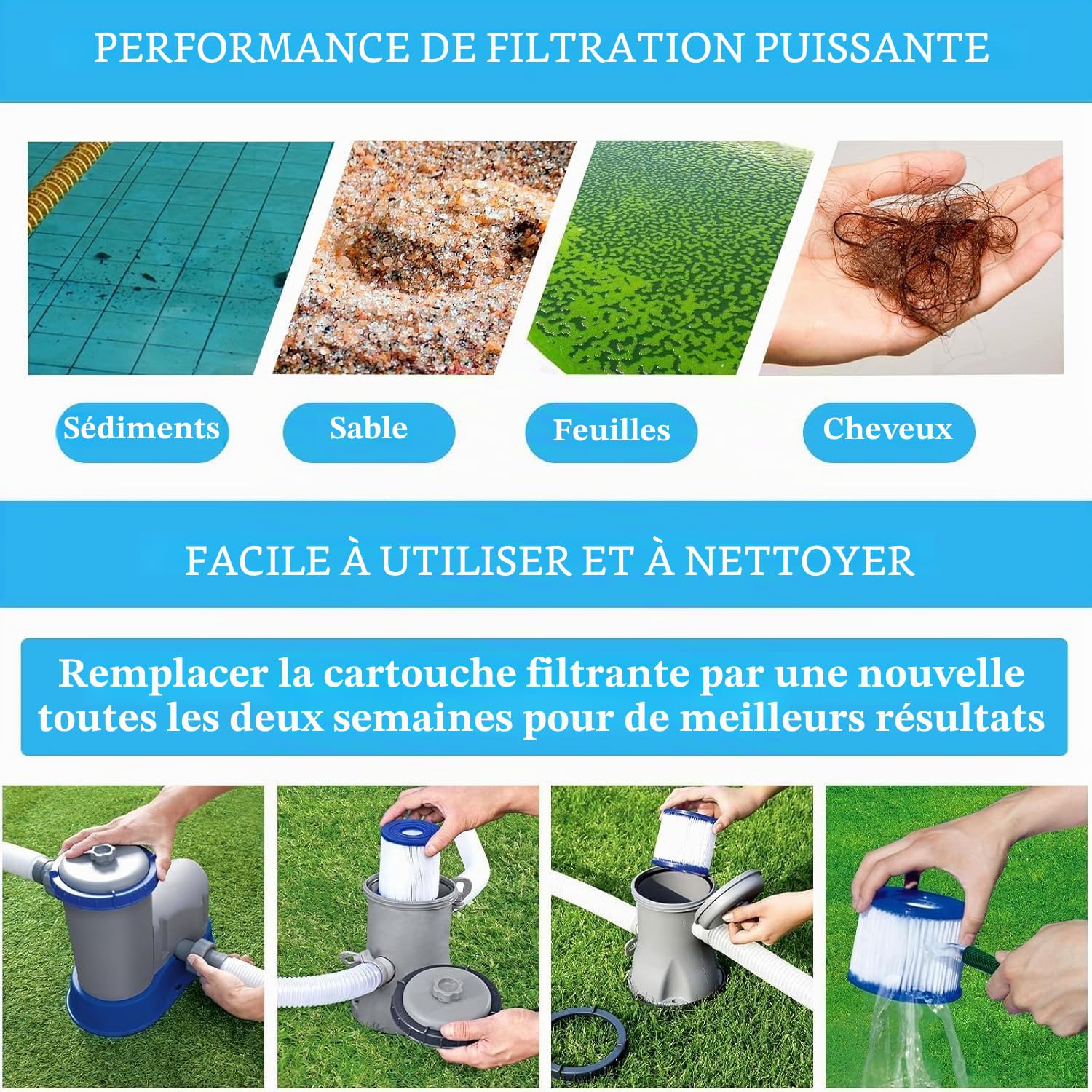 Lot de 6 Filtres de Type VI pour Spa, Filtre VI Cartouche pour Bestway Lay-Z-Spa, Filtre Piscine Filtre de Spa et de Bain à Remous Type VI pour Miami, Monaco, Vegas, 58323, Palm Springs, Paris