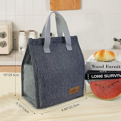 Miniatura 2 de Mziart Bolsa de almuerzo minimalista, bolsa aislada reutilizable para mujeres y hombres, contenedor a prueba de fugas, simple Bento Tote