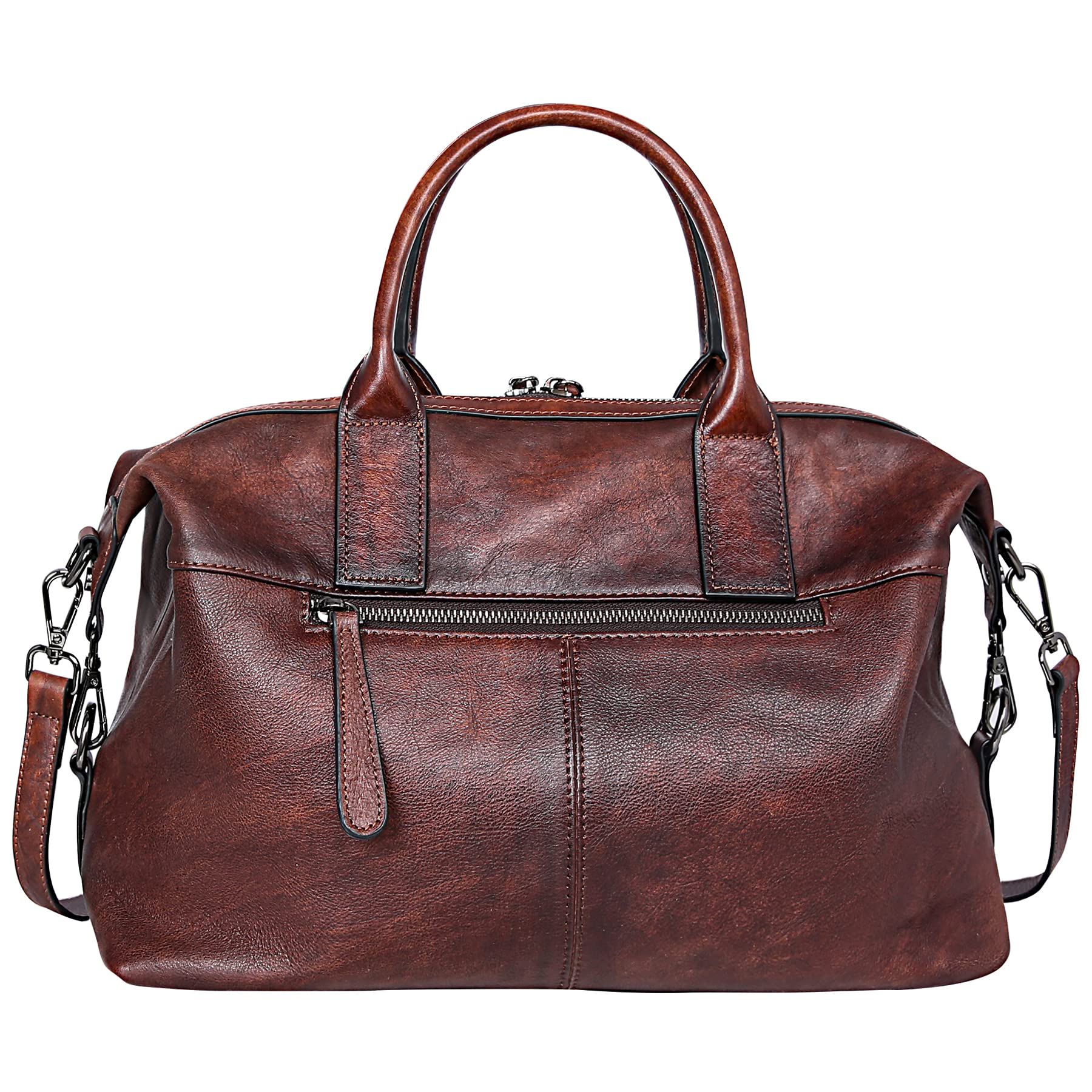 Iswee Genuine Leather Satchel Tote Bag Top Handle Handbag Designer Shoulder Bag Large Capacity Cross Body Bag