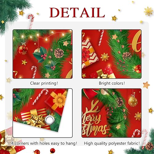 Miniatura 8 de Avezano Cartel de Feliz Navidad, telón de fondo rojo de Navidad para decoraciones de fiesta, invierno, Año Nuevo, Nochebuena, reuniones familiares,