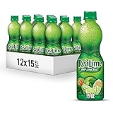 ReaLime 100% Lime Juice, 15 fl oz bottle (Pack of 12), Made with Lime Juice from Concentrate, Gluten-Free, Sodium Free, Perfect Mixer to add to Cocktails and Marinades 15 Fl Oz (Pack of 12)