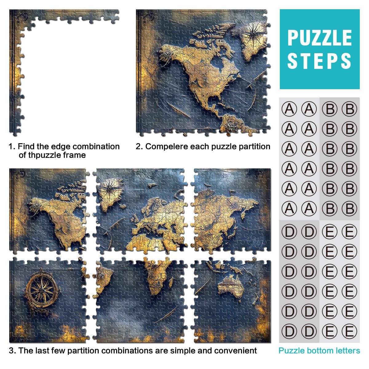 Puzzle Adulte 2000 pièces Carte du Monde Vintage Jouets de Divertissement Familial Chaque pièce est Unique - Jeu Familial Stimulant et Amusant 70x100cm