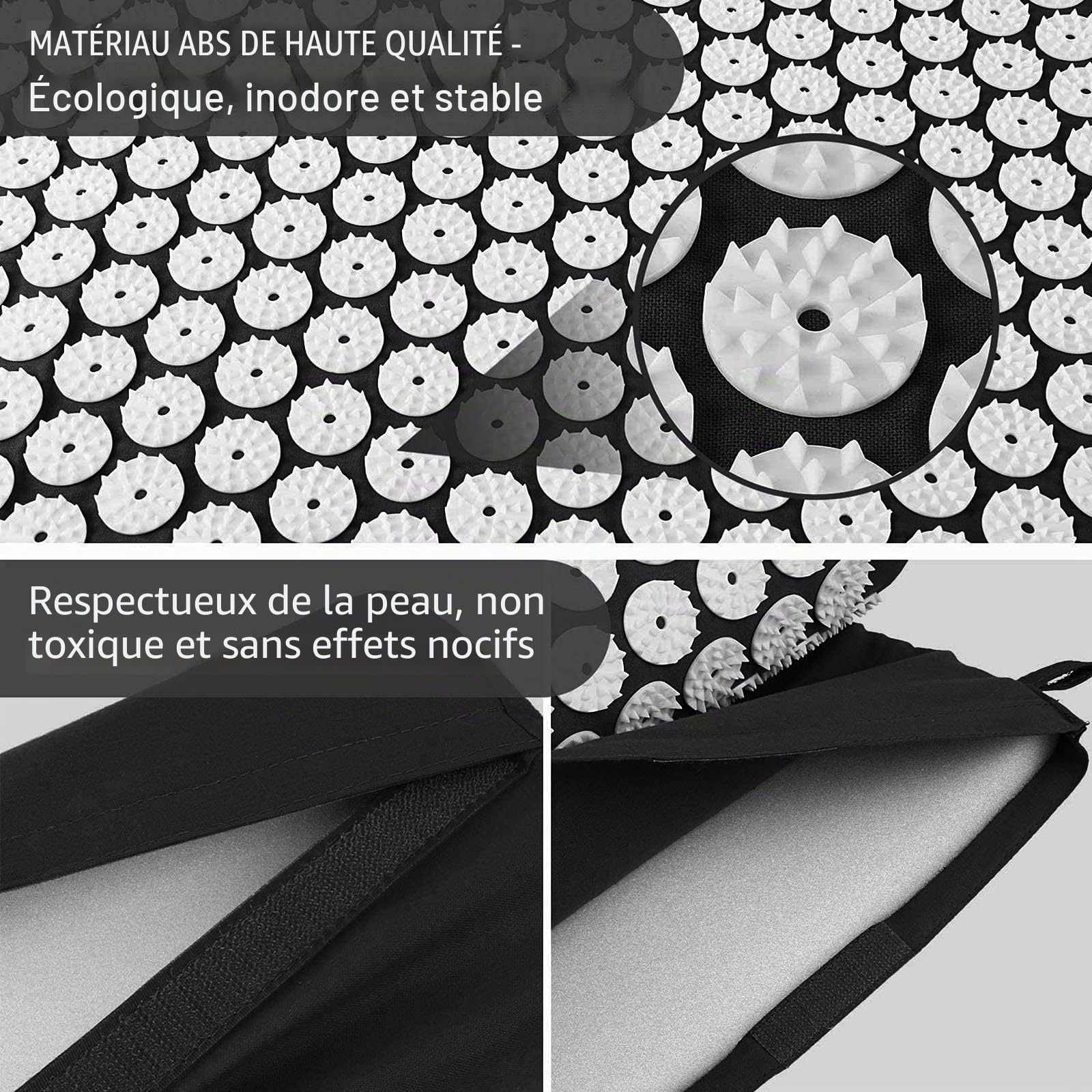 Angelkiss Kit d'acupression Tapis d'acupression avec coussin pour relaxation et massage apaisants, soulagement des maux de dos, maux de tête, cervicales, stress des troubles du sommeil à la maison, au