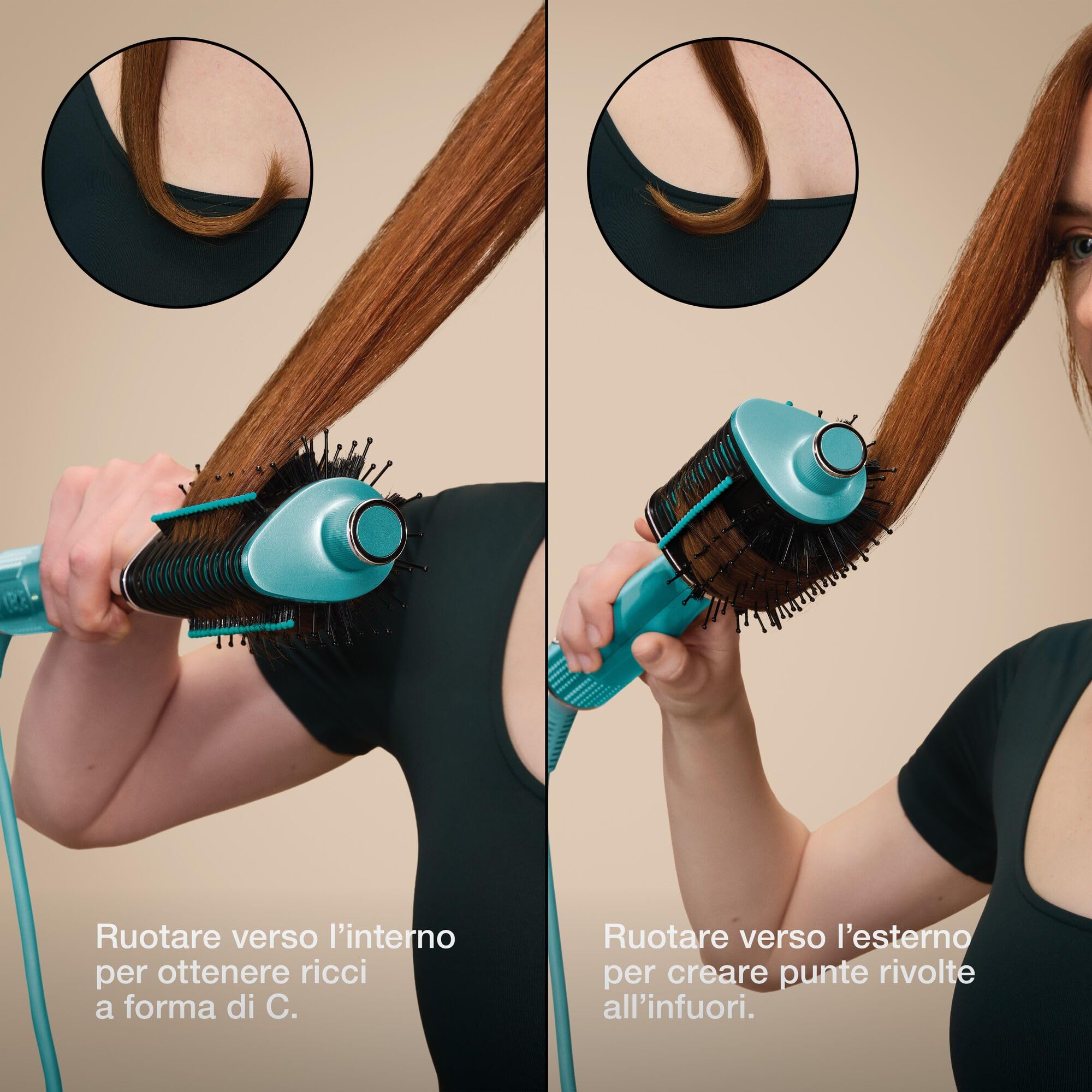Shark Glossi Styler e spazzola lucidante ad aria calda 2 in 1 turchese | qualità professionale, piastre in ceramica, volumizza senza effetto crespo, Gloss Lock, tutti i tipi di capelli, HT302EUTL