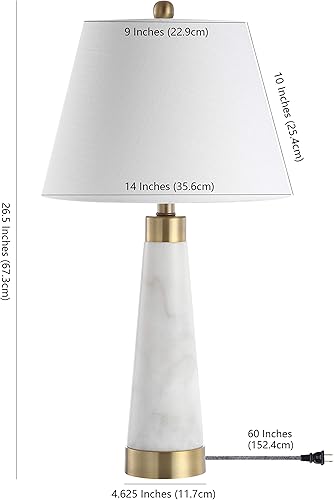 Miniatura 2 de Eyely EYL5055A-SET2 Vega - Lámpara de mesa LED de 26.5 pulgadas con columna moderna de mármol/hierro dorado para sala de lectura, sala de estar,