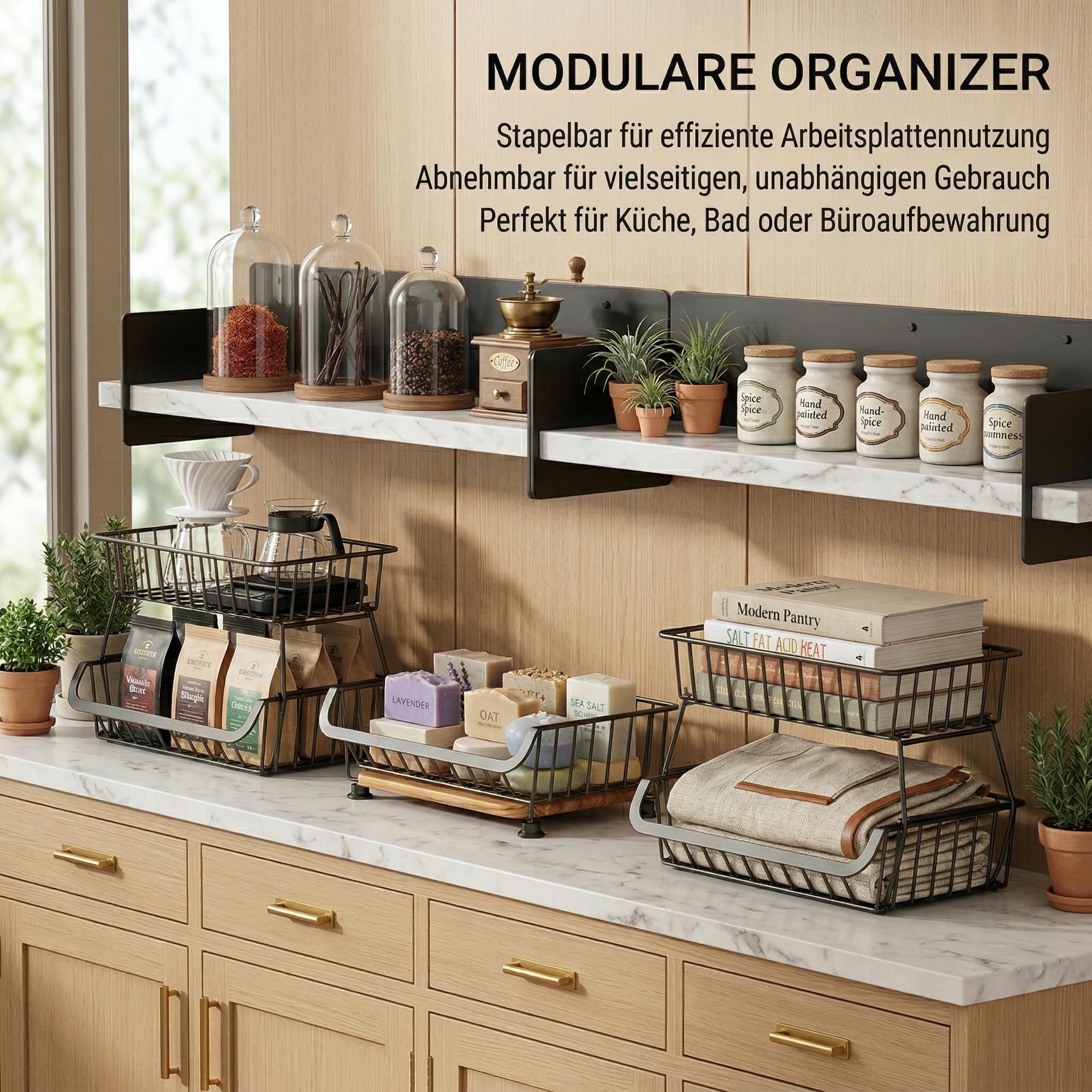 Obstkorb 3 Ebenen, rollbarer Gemüsekorb aus Metall, Früchtekorb Küchenwagen mit Rollen, Aufbewahrungskorb Organizer für Obst, Gemüse, Zwiebeln, Kartoffeln, Snacks, Küche, Vorratskammer, schwarz