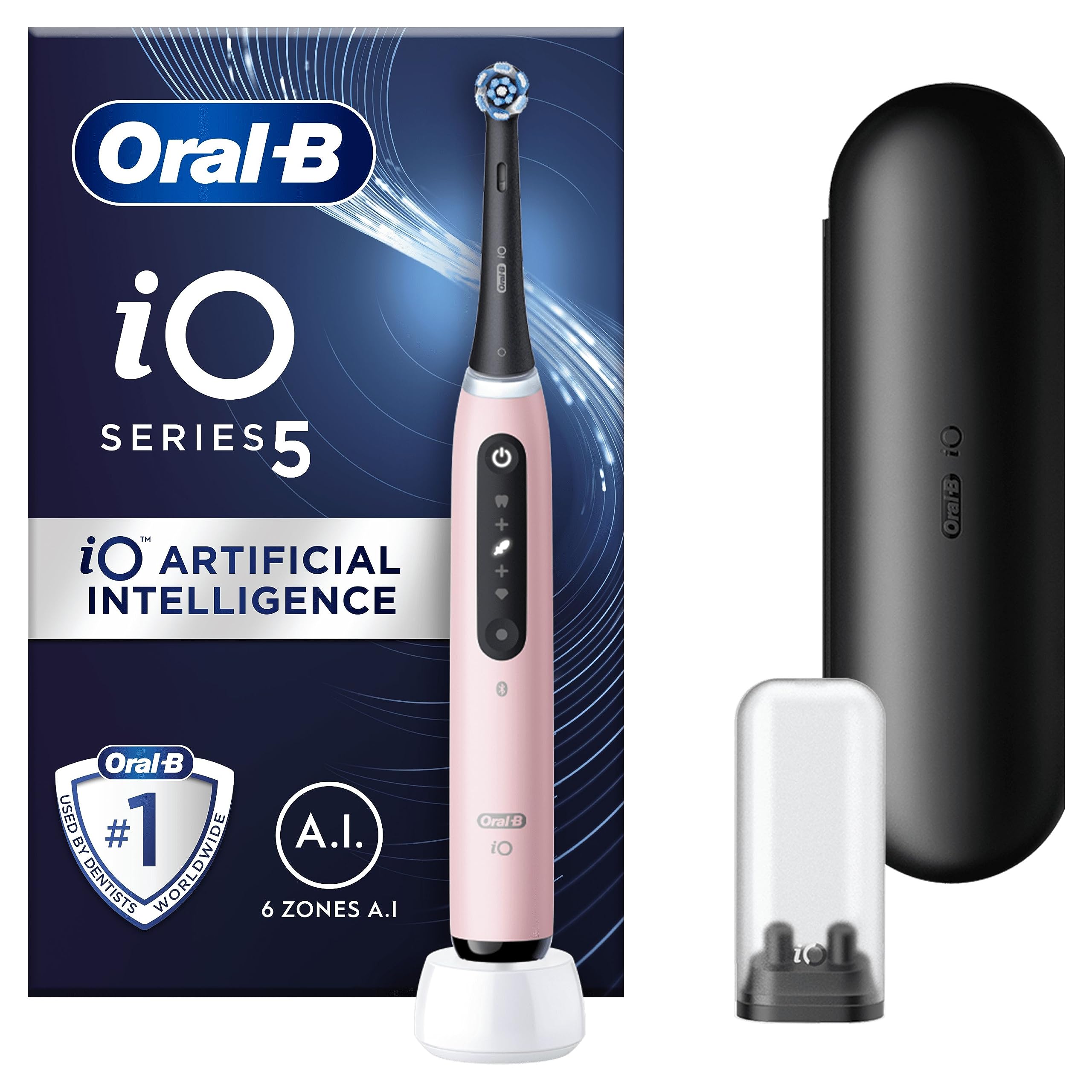 Oral-B iO 5 Pink Electric Toothbrush, 1 Toothbrush Head, 1 Travel Case, Designed by Braun-image-12