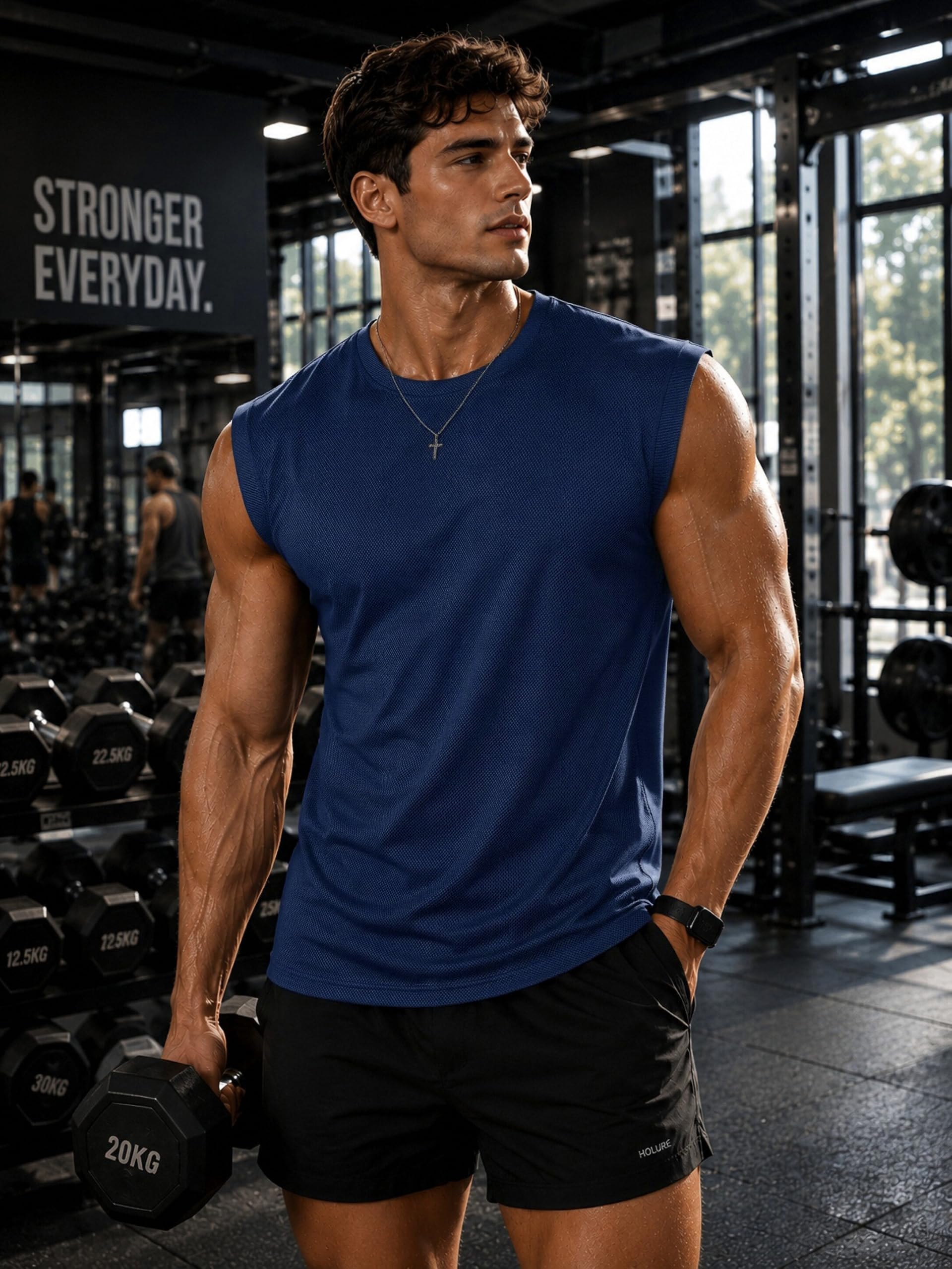 Holure Herren 3 or 5 Pack Tank Top Quick Dry Ärmelloses Muskelshirt Reflektierende Streifen Funktionsshirt