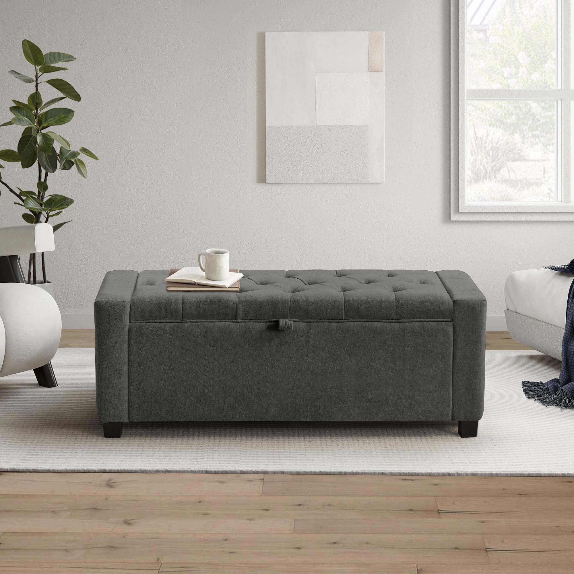 GRAINLLE Storage Ottoman Bench Dark Gray