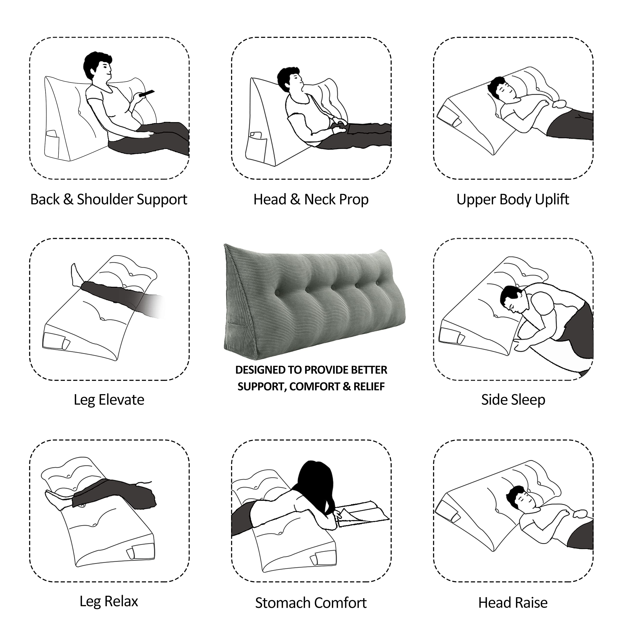 Amazon｜Johnear読書枕 腰椎パッド，ベッド ヘッドレスト 枕 腰椎枕