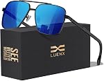LUENX Polarized Square Aviator Sunglasses for Men, Trendy Retro Oversized Rectangular Frame UV400 Protection