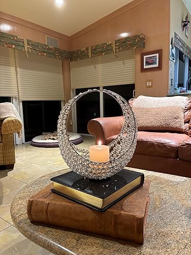 Miniatura 3 de Modern Day Accents 5732 Anillo SM - Cesta de anillo de cristal plateado, decoración de mesa, decoración de casa, cuenco, centro de mesa de isla,