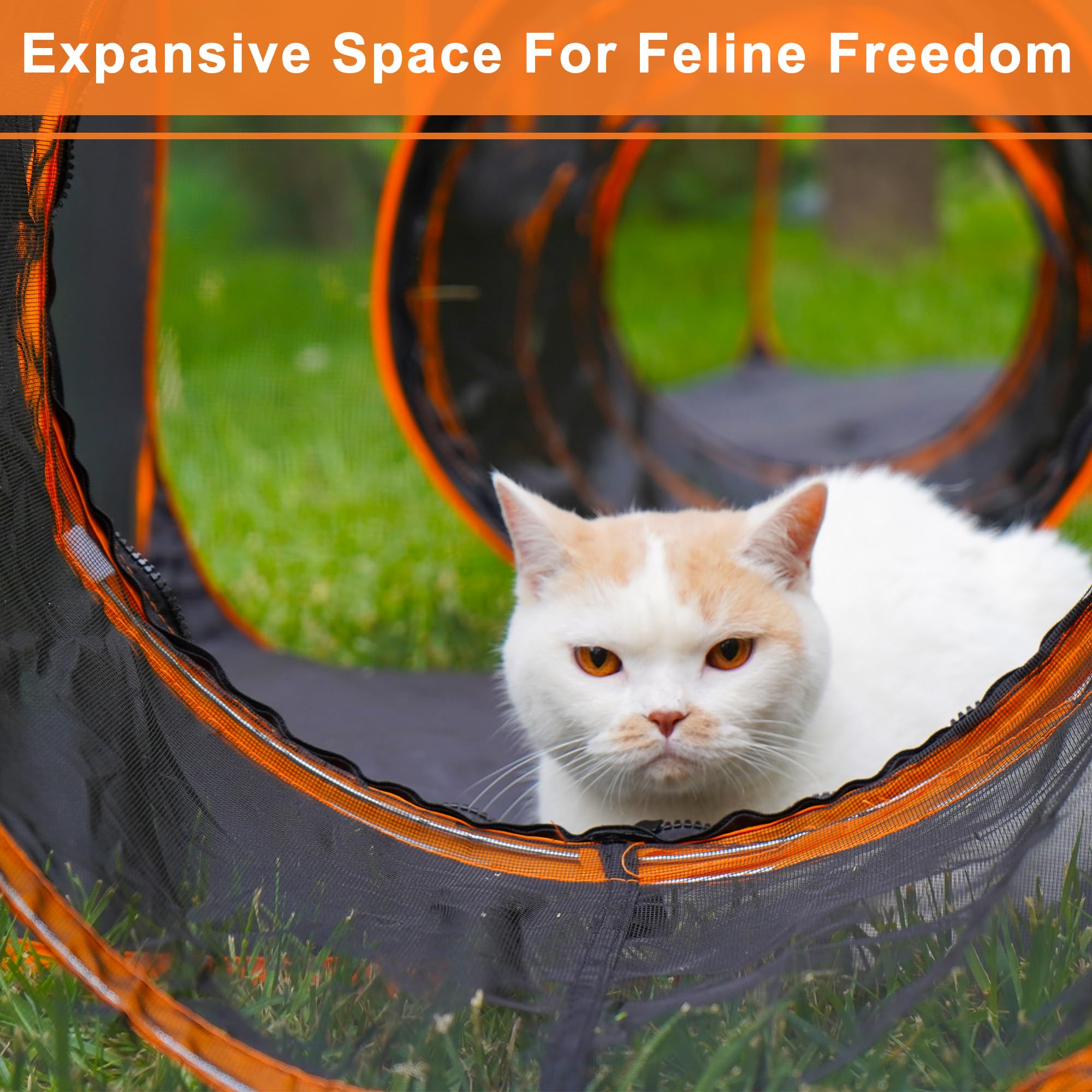 Recinzione pieghevole per gatti – Box portatile per gatti con tenda a rete e tre tunnel (7 in 1)