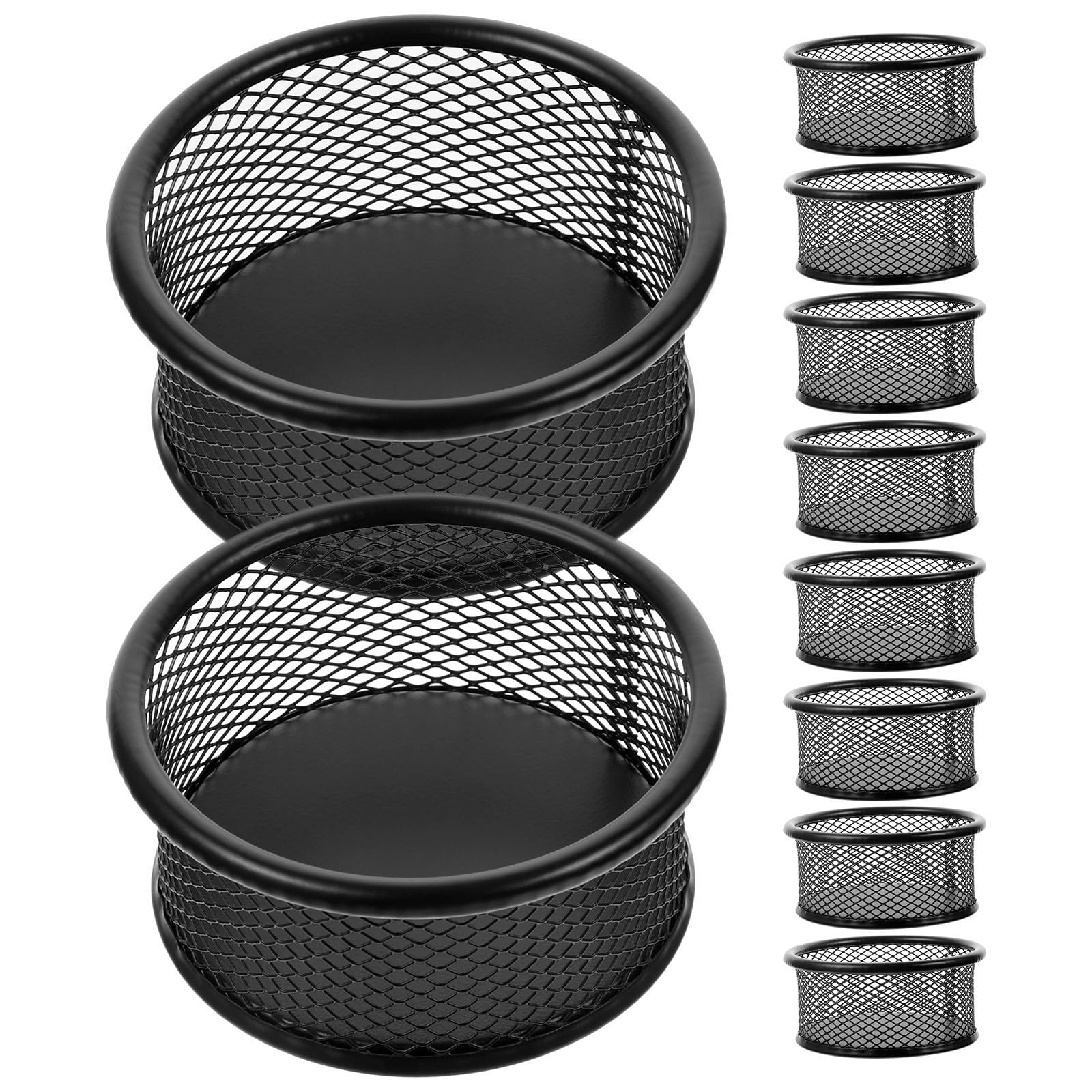 ERINGOGO 12 Piezas Porta Clips de Malla de Hierro Negro para Oficina y Escuela, Organizador Simple y Elegante para Guardar Pequeños Objetos y Sujetapapeles