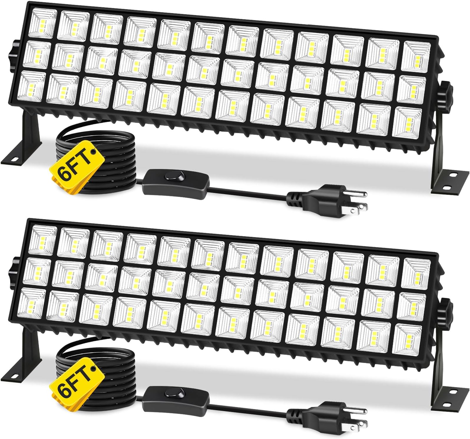2Pack 100W Shop Light, 14000LM 6000K Daylight White Super Brighter LED Shop Light, IP66 Waterproof Garage Lighting with 1.8M/6FT Cord, Bay Light for Workshop Yard Garage Warehouses