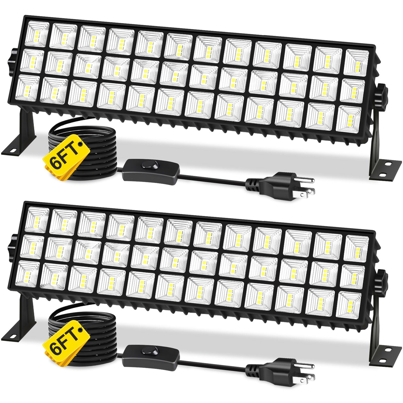 2Pack 100W Shop Light, 14000LM 6000K Daylight White Super Brighter LED Shop Light, IP66 Waterproof Garage Lighting with 1.8M/6FT Cord, Bay Light for Workshop Yard Garage Warehouses