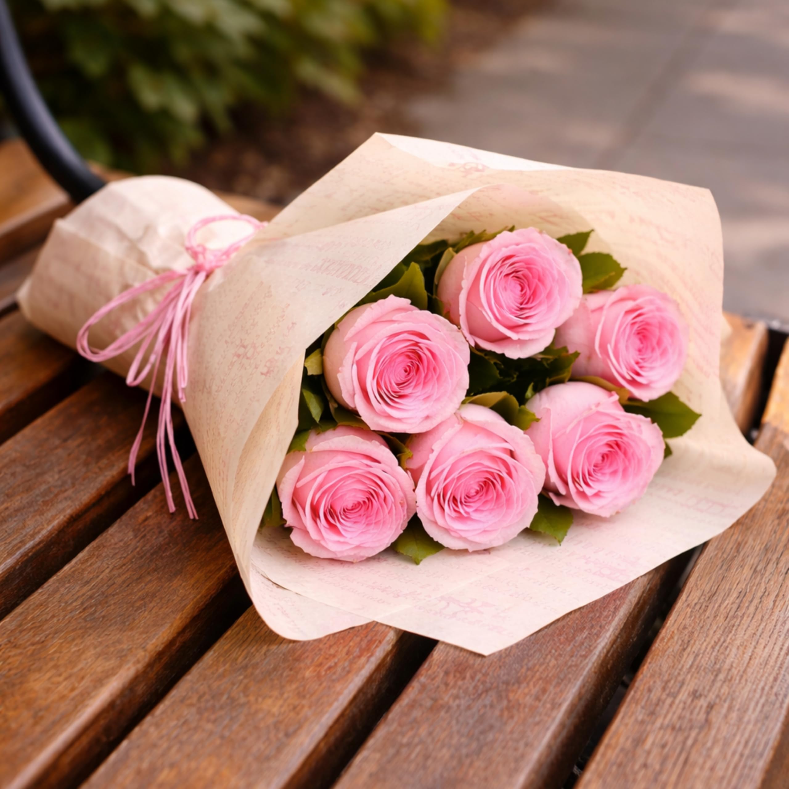 fnp Fresh Live Flower Bouquet of 6 Pink Roses in Designer Paper Gift for Birthday | Anniversary | Romantic Surprise | Women's Day-picture-10