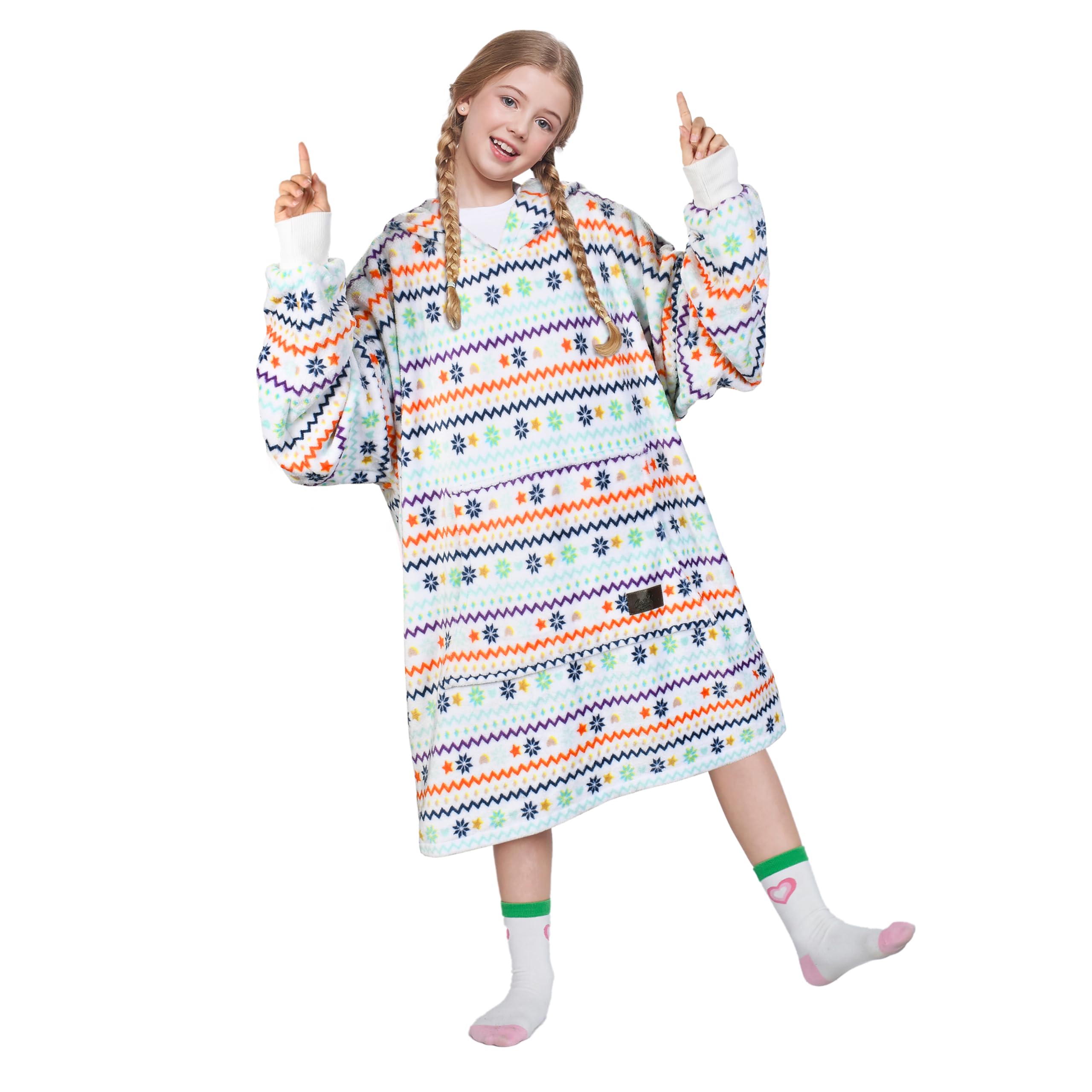 Catalonia Classy Girls Xmas / Fleece Oversized Hoodie Blanket Kids, Soft Fluffy Wearable Blanket For Boys Teenager, Cosy Warm Snuggle Hoodie For Christmas Gift, Xmas