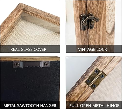 Miniatura 5 de GraduatePro Marco de caja de sombra de 13 x 16 pulgadas con parte trasera de lino, puerta de ventana de cristal real con bisagra, marco de fotos,