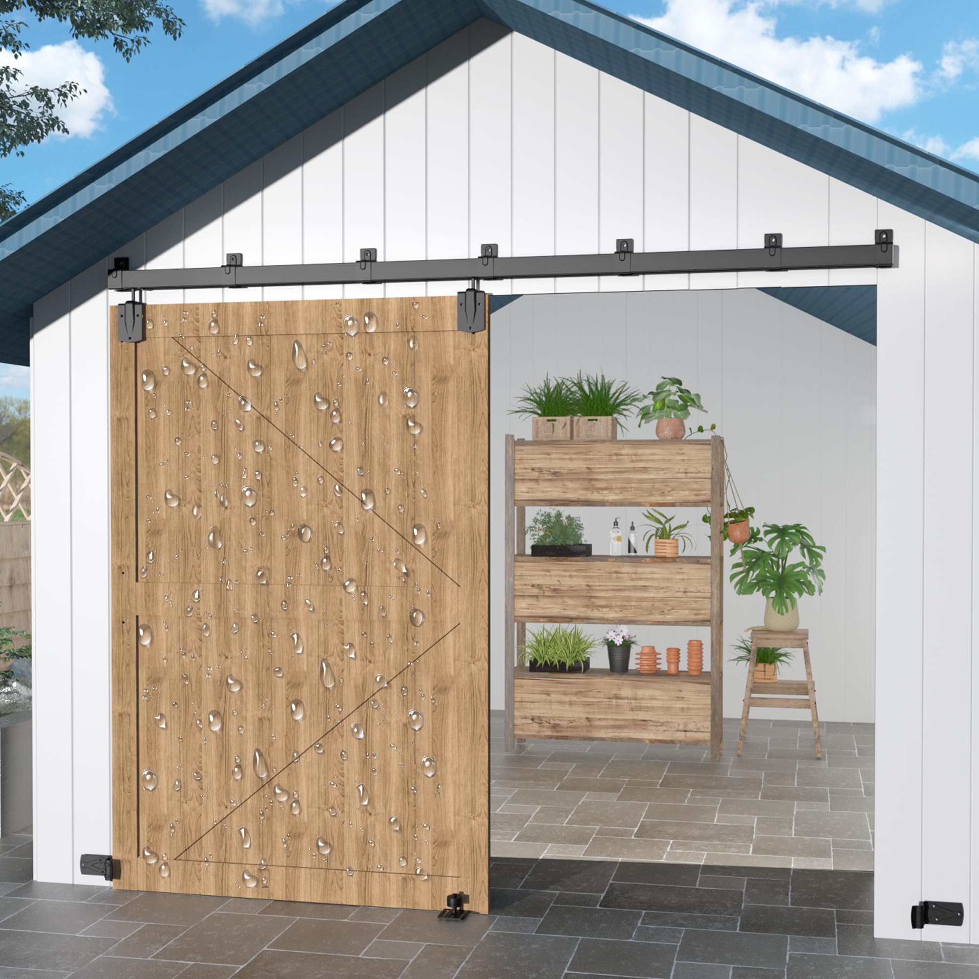 12FT Heavy Duty Exterior Barn Door Hardware Kit for 1 Door, Black — Amazon image 8