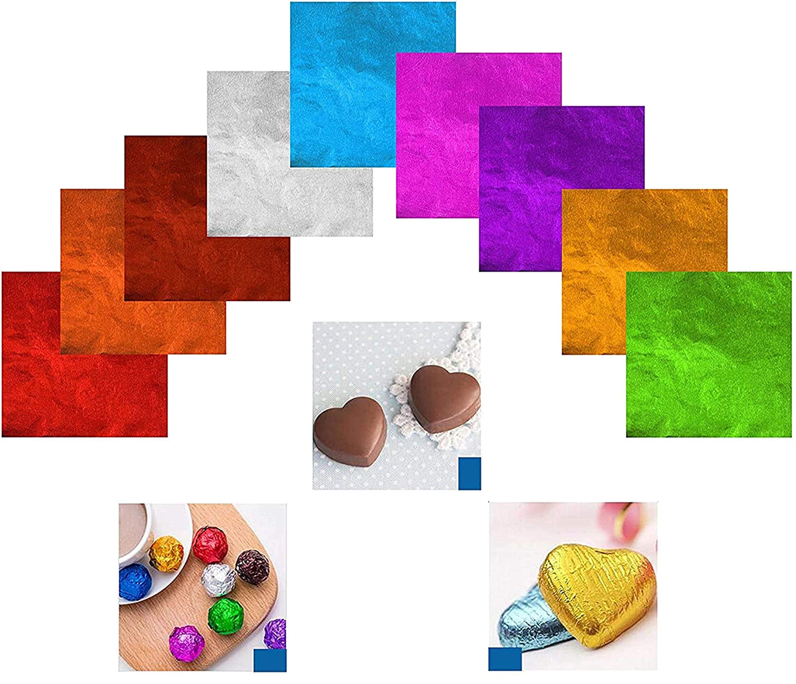 UTD Combo Heart Silicone Mould,15 Hearts Shape and 300 pcs Multi Color Chocolate Wrapper and 300pcs Twist tie Color as per Available 3