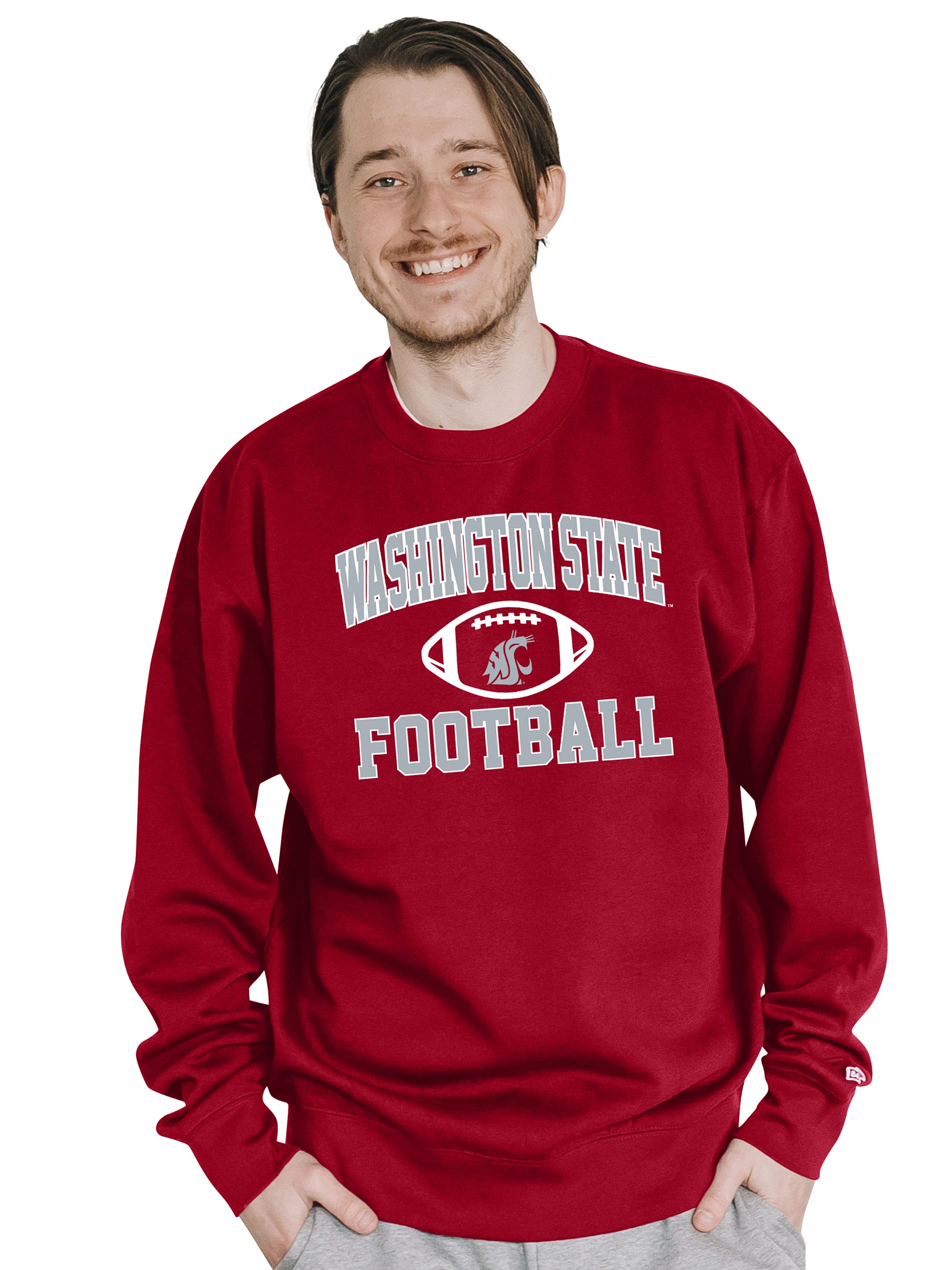 Blue 84 Men's Washington State Cougars Crewneck Sweatshirt Team Color Football, Team Color, X-Large