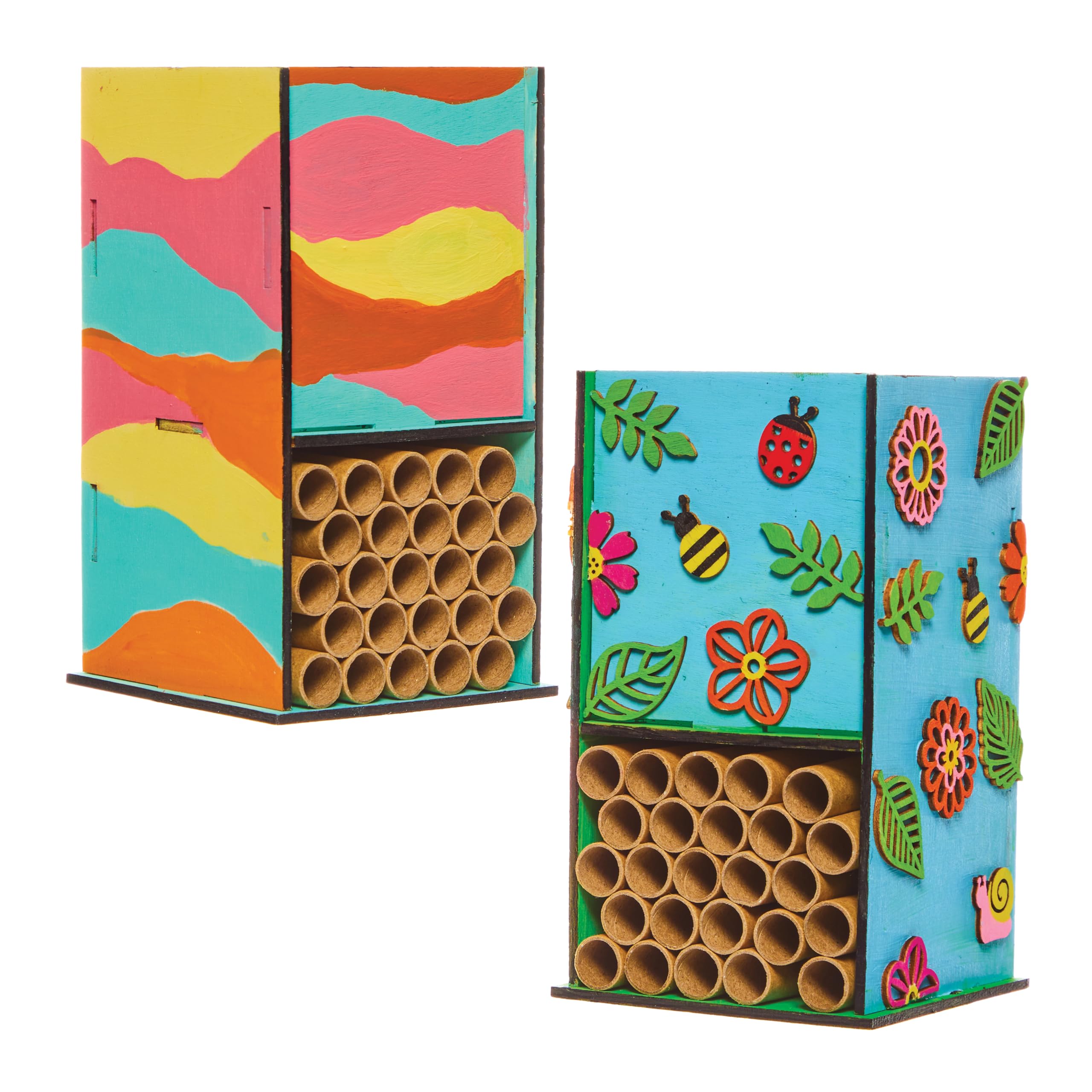 Baker Ross FX944 Kit Casa Per Insetti E Vaso Fiori In Legno - Confezione Da 2, Lavoretti Creativi Per Bambini 5+