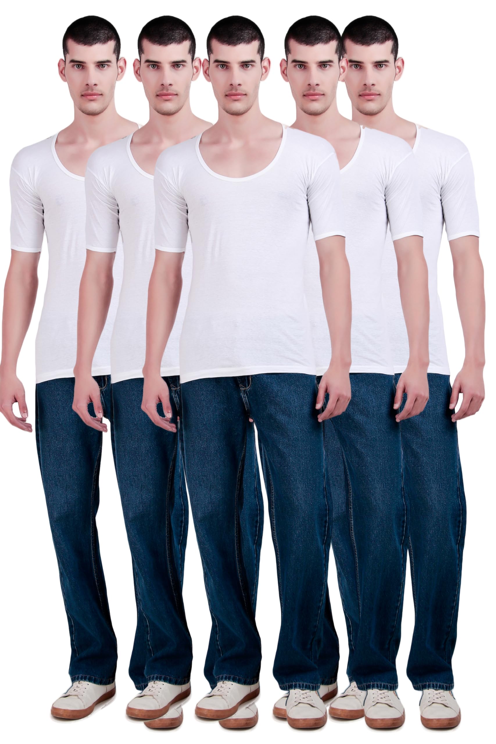 inner element Men Pure Cotton Classic White Vest with Sleeves/Undershirt baniyan-picture-28