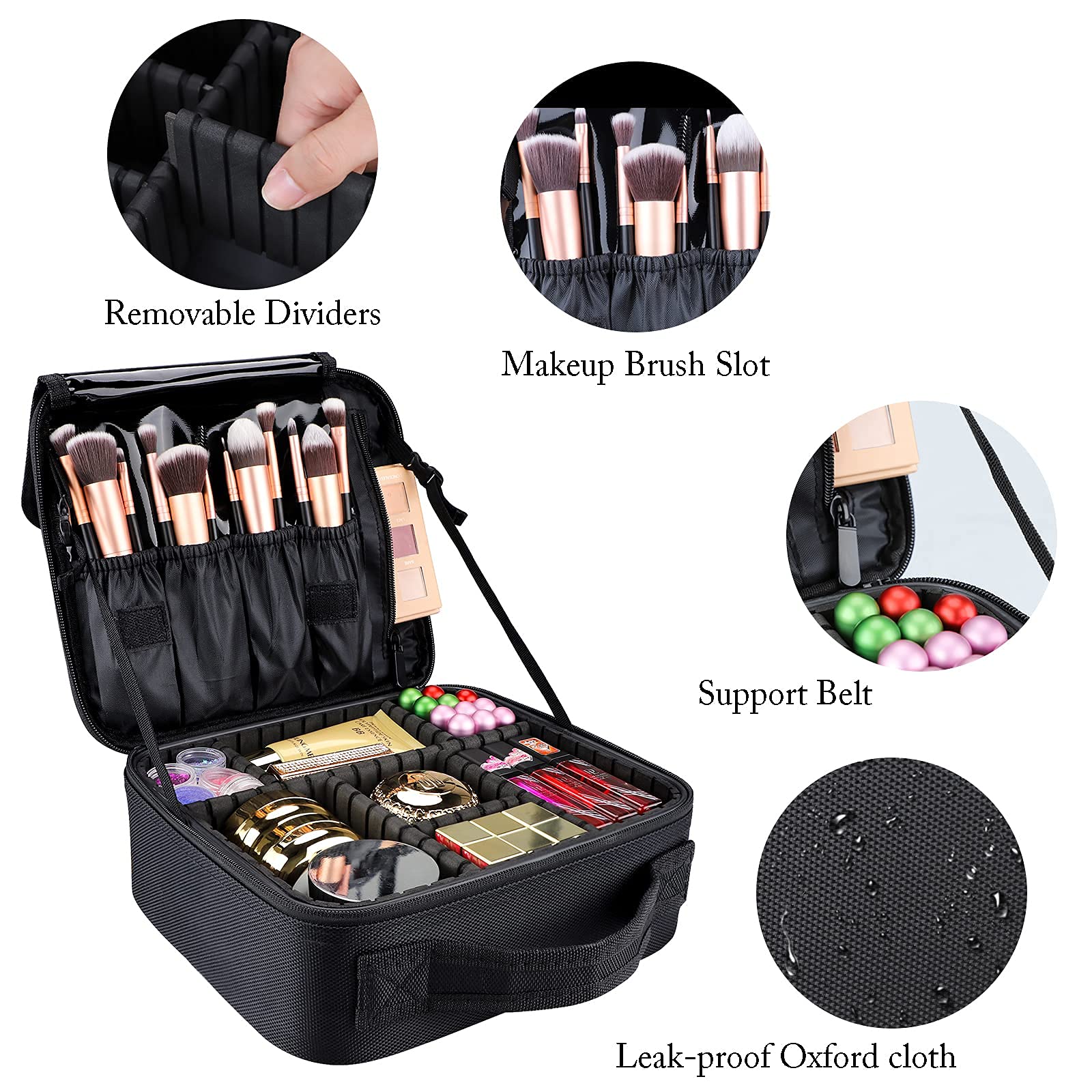 Valigetta Trucchi, Portatrucco Valigetta Porta Trucchi Grande Capacità Professionale Trucco Organizzatore Borsa Impermeabile Artista Portatile Trucco Caso con Divisori Regolabili, 10,4 "