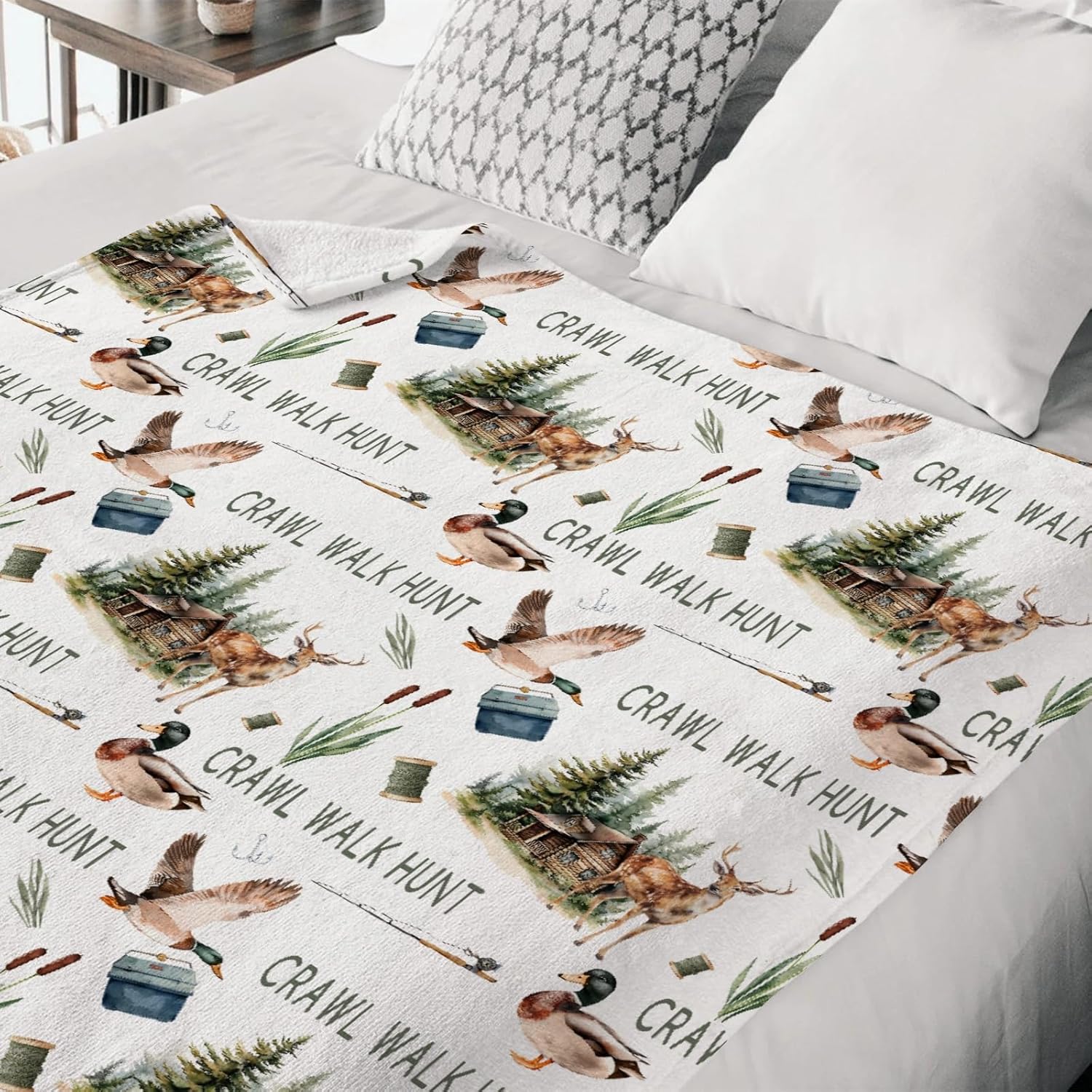 HawSkgFub Crawl Walk Hunt Mallard Duck Deer Baby Blankets Boy Girl Shower Gift, Wild Animal Hunting Flannel Fleece Nursery Bed Receiving Swaddle, Lightweight Newborn Infant Toddler Crib Bedding 40x50