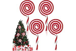 Soaoo 4 Piezas 12 Pulgadas Piruletas Gigantes Navideñas Madera Decorativas Ornamentos Arbol Navidad