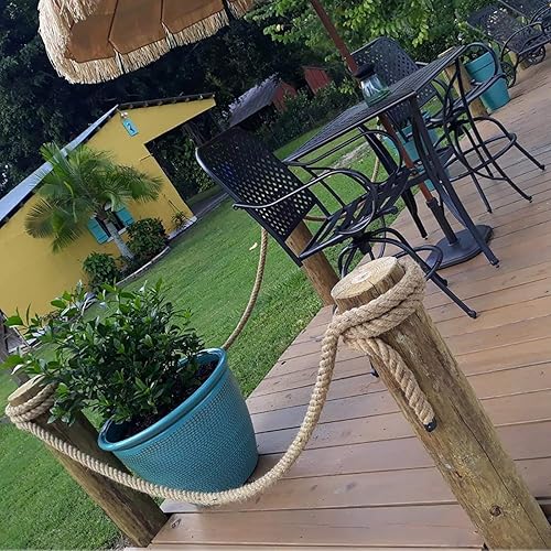 Miniatura 5 de Cuerda de yute natural de yute manila, cuerda de cáñamo náutica, cuerda trenzada natural gruesa y resistente para manualidades, agrupación, ancla,