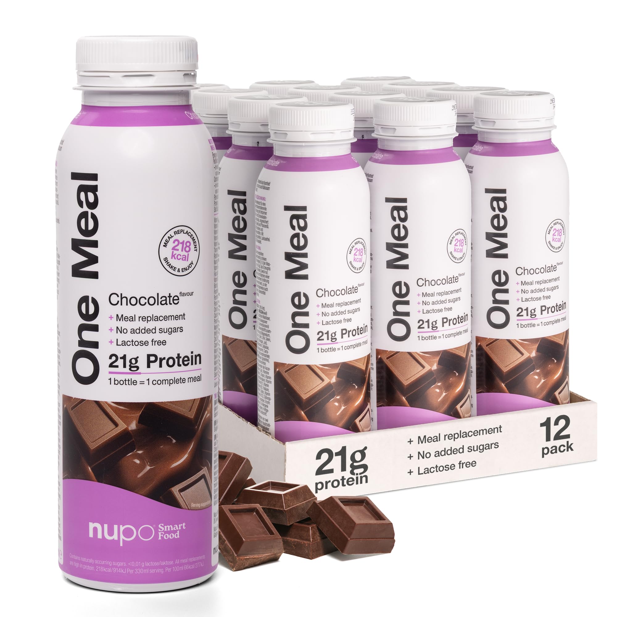 NUPO One Meal +Prime Shake – Chocolatée I Shake prêt à boire I Savoureux shake substitut de repas avec 24 vitamines et minéraux I Riche en protéines I Sans sucre ajouté I 12 x 330ml
