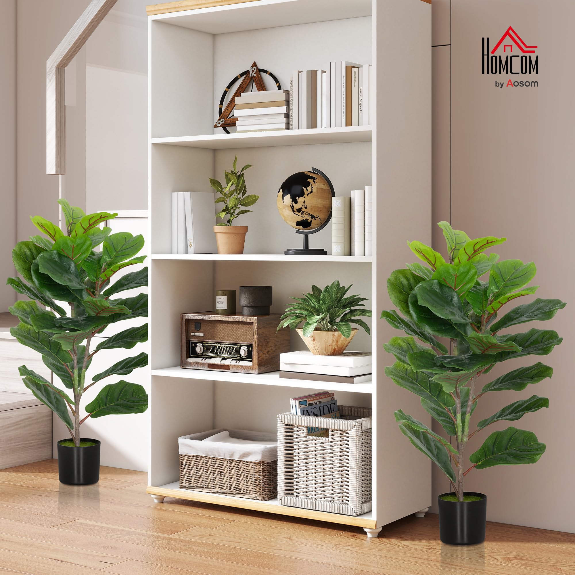 HOMCOM Lot de 2 Plantes Artificielles Intérieures 80 cm Vert