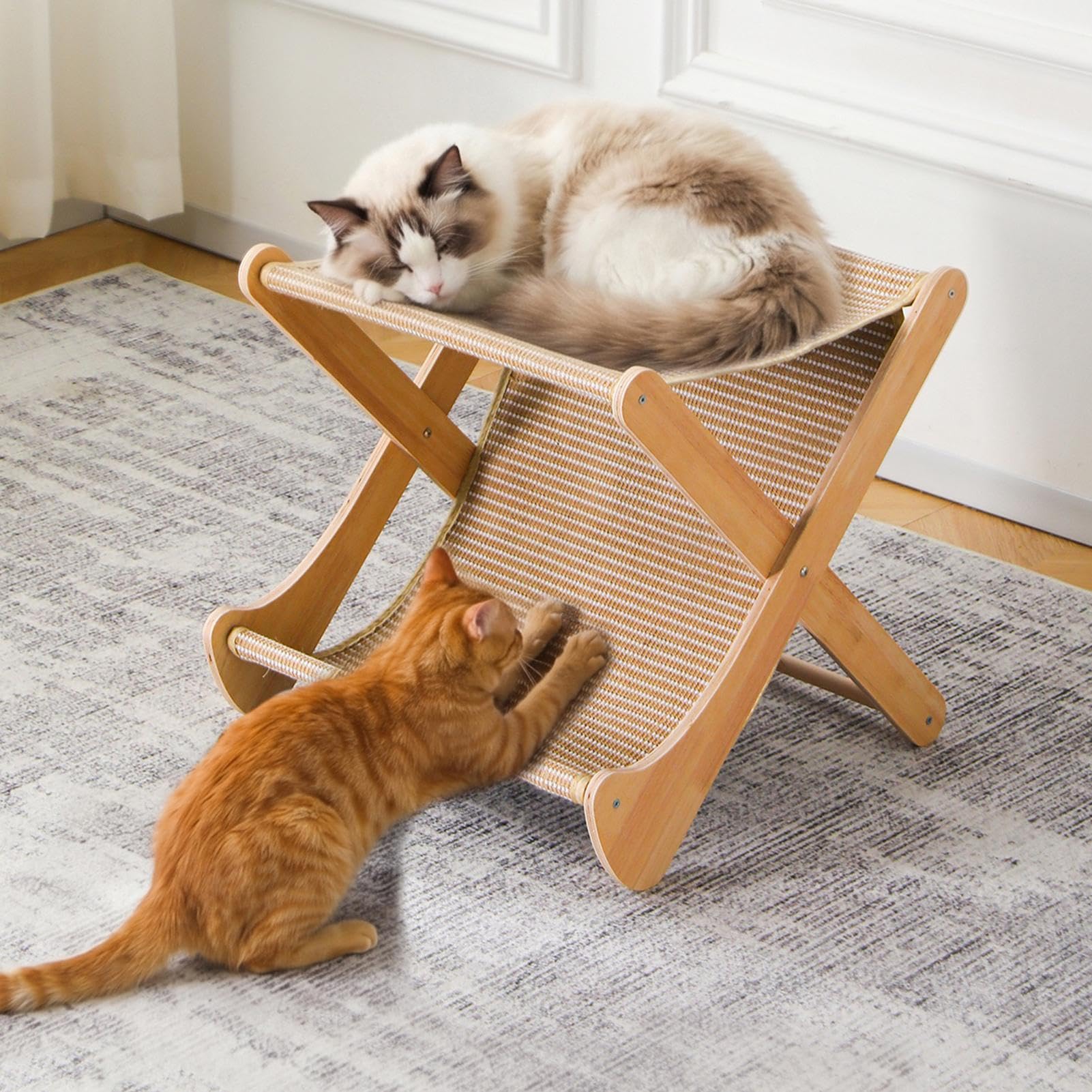 Cama Rascador Para Gatos Sofá interactivo multiusos de 2 capas | Juguete rascador para gatos Juego en casa, adiestramiento, ejercicio físico, antiaburrimiento, estimulación mental, familia