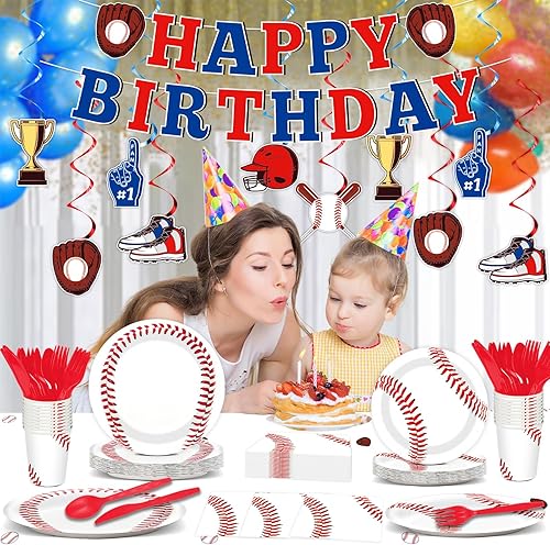 Miniatura 10 de Juego de 184 piezas de suministros para fiesta de cumpleaños rápido, incluye platos de coche de carreras, servilletas, mantel, pancarta, kit de