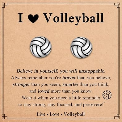 Sterling Silver Volleyball Softball Baseball Basketball Soccer Stud Earrings Gifts, Christmas Birthday Gifts for Women Mom Girls Boys Men