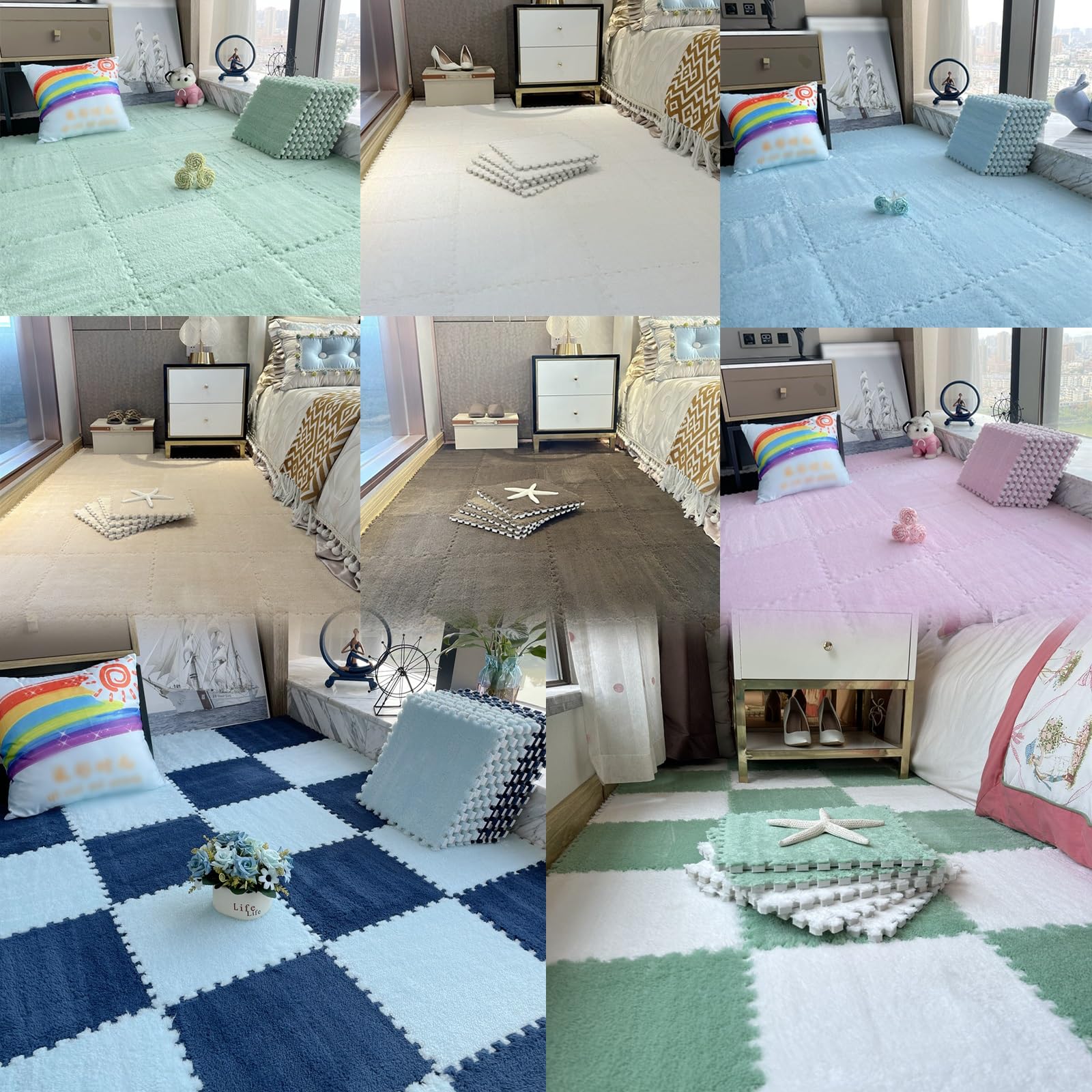 Tappetino Puzzle In Schiuma Peluche 10 Pezzi 30x30 Cm – Morbido E Antiscivolo Per Pavimenti, Camere E Aree Gioco, Lavabile E Incastrabile