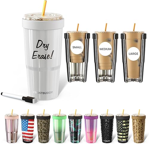 Miniatura 10 de Frostbuddy To Go Buddy - Vaso térmico de acero inoxidable con aislamiento al vacío de 30 onzas, tazas térmicas para bebidas calientes y frías, vaso