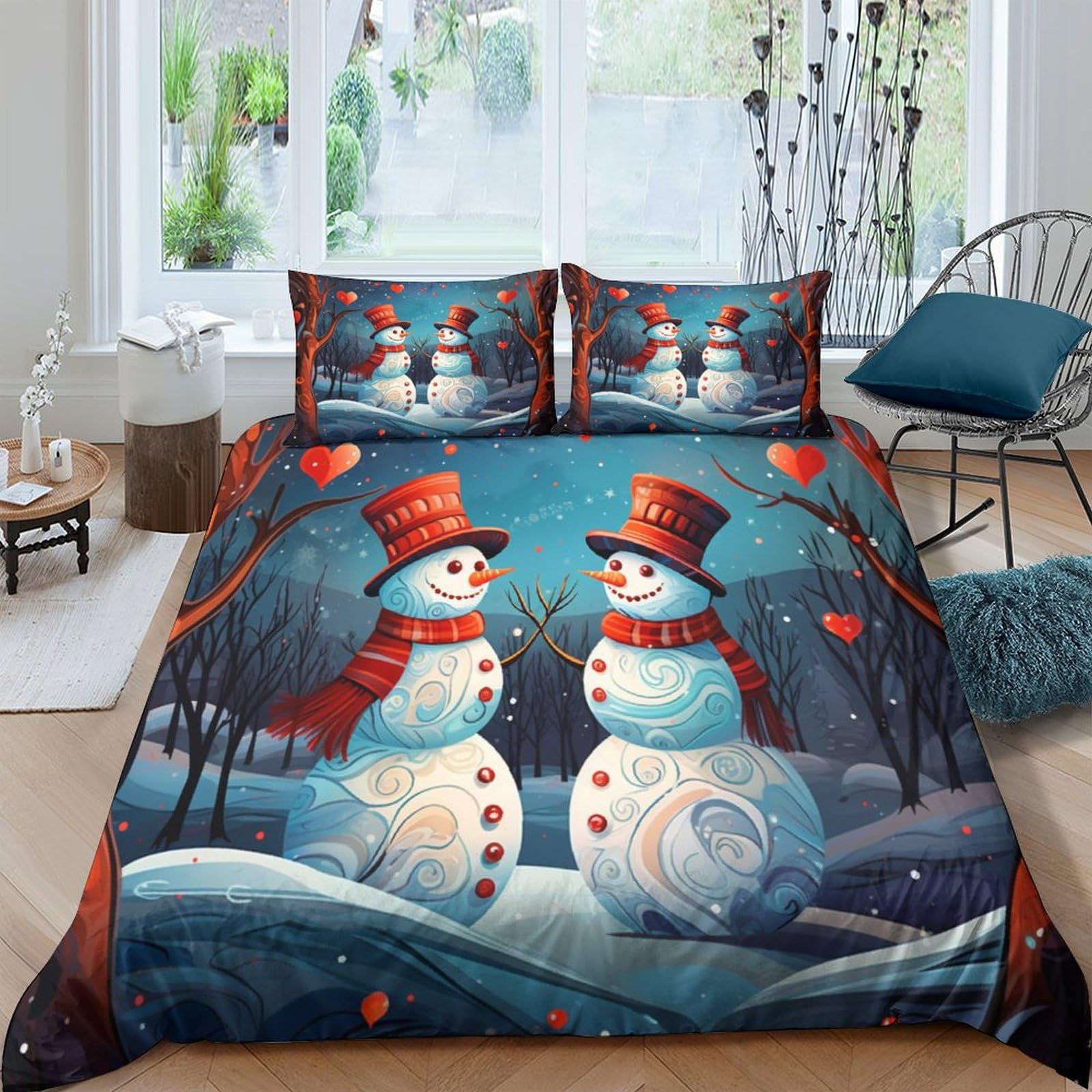 Housse de couette bonhomme de neige en microfibre douce King size