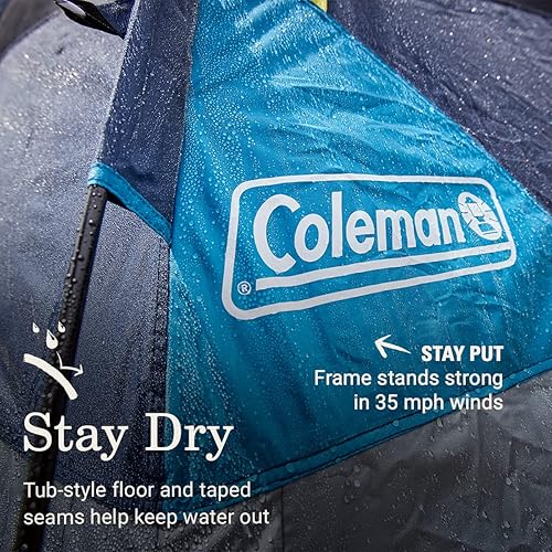 Miniatura 4 de Coleman Camp Burst 4-Person Camping Tent, Umbrella-Style Pop-Up Tent with 45s Easy Setup, Dark Room Option Available, Tub Floor and Taped Seams Keep