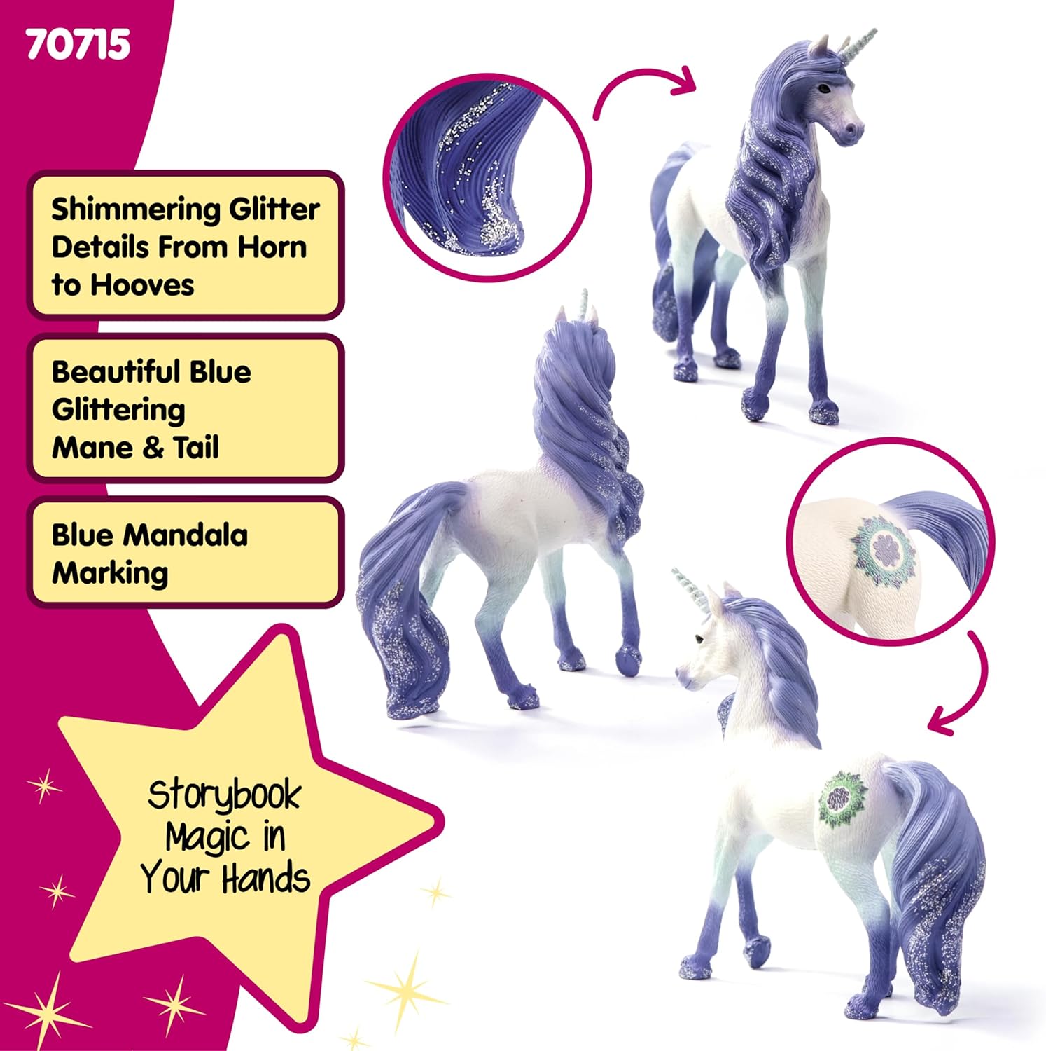 Schleich bayala, Unicorn Toys for Girls and Boys, Mandala Unicorn Stallion Unicorn Figurine, Purple, Ages 5+