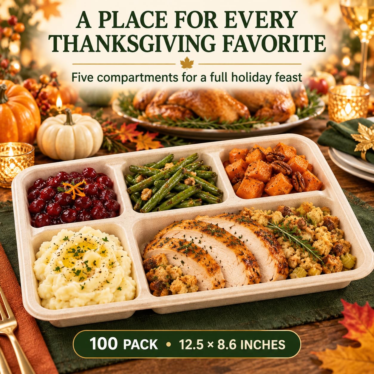 Tinybee Compostable Plates - 5 Compartment -4