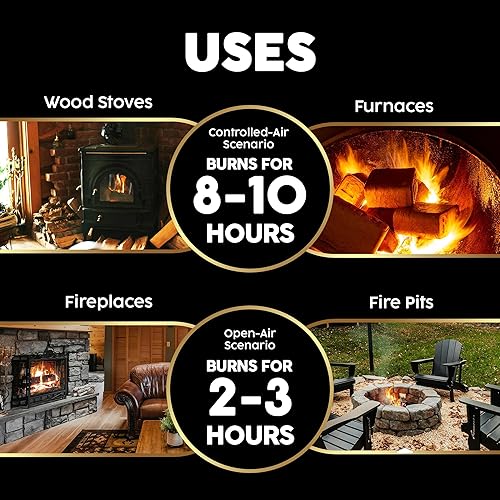 Miniatura 2 de Bloques de combustible de madera dura Envi de Bio-Diversity (paquete de 3) aserrín comprimido 100% natural, alto calor, combustión larga para